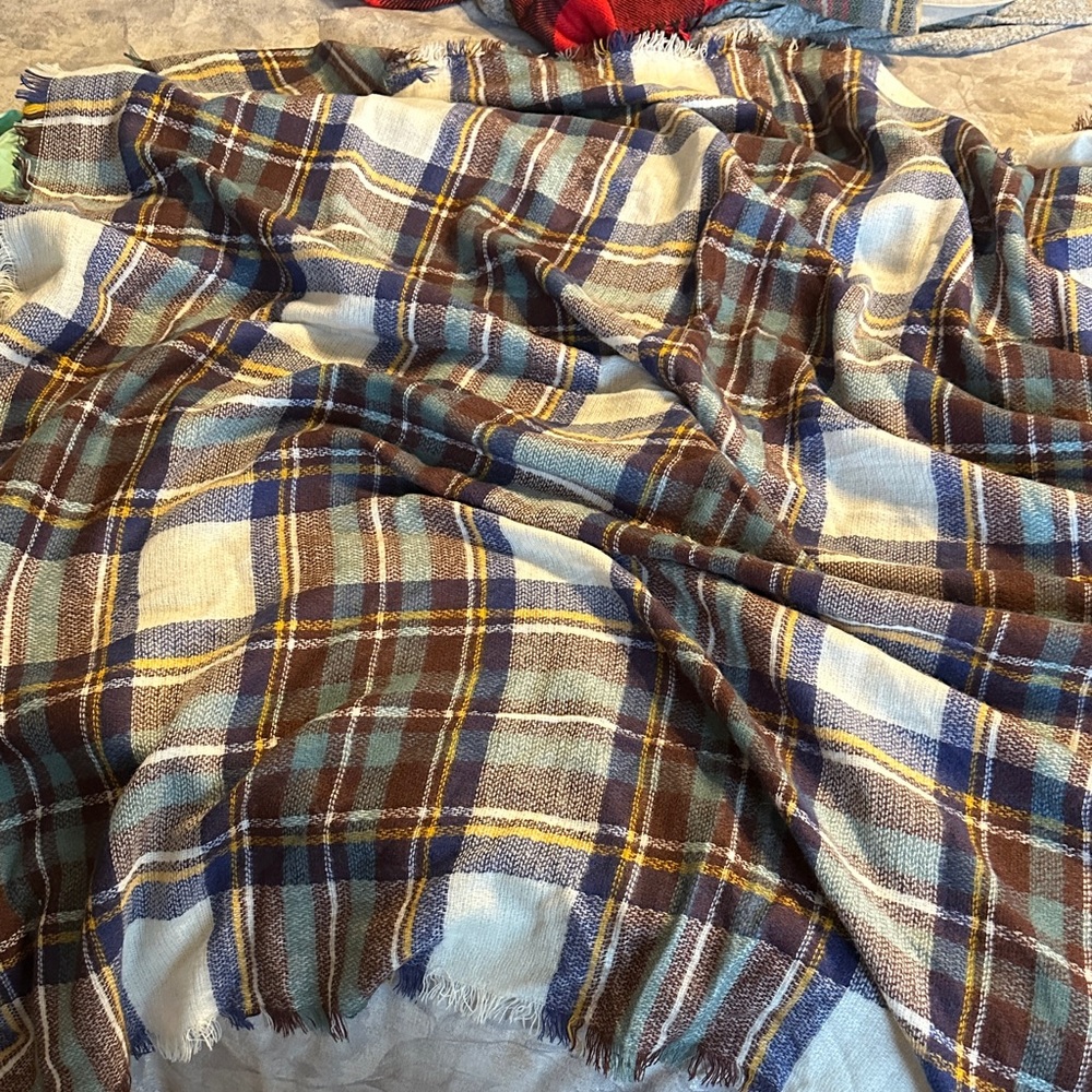 Apt. 9 Plaid Scarf in Blue, Brown, and White